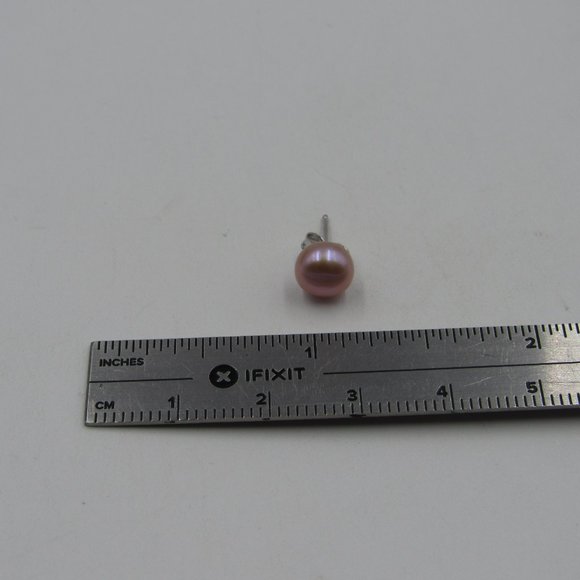 Sterling Silver Light Color Genuine Pearl Earrings - Picture 4 of 5